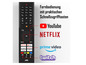 Fernbedienung mit Tasten für Netflix, YouTube, Amazon Prime Video und Twitch.