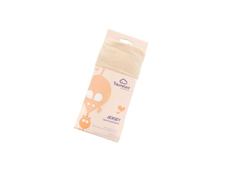 Ein beiges Jersey Spannbettlaken von Träumeland.