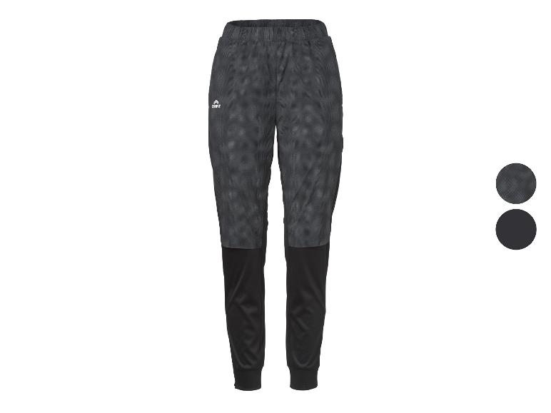 Schwarze und graue gemusterte Sporthose, mit zwei Farbmustern an der Seite.