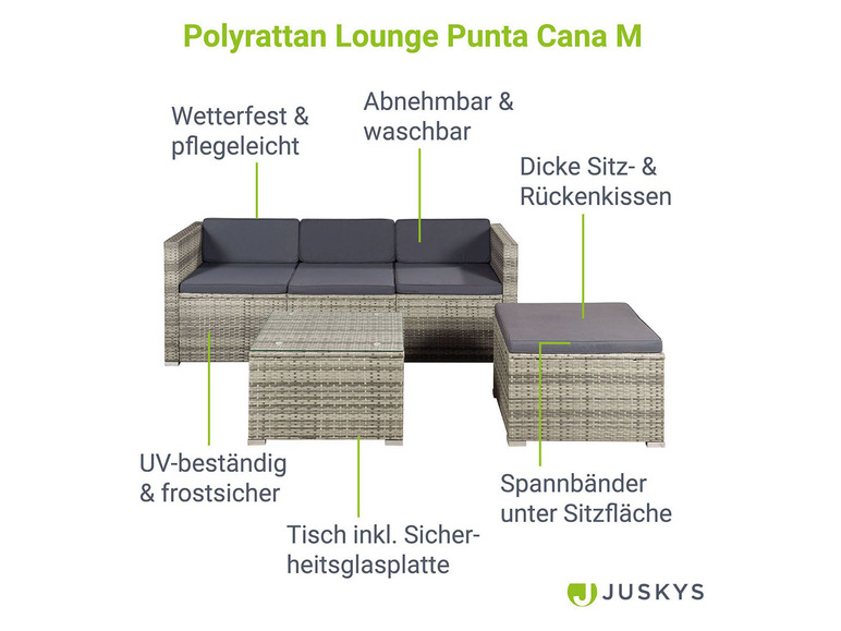 Gehe zu Vollbildansicht: Juskys Sitzlounge »Punta Cana«, 3-/ 4-teilig - Bild 13