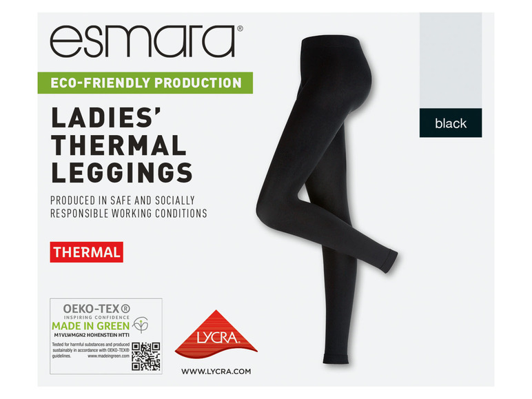 Schwarze Thermo-Leggings für Damen von esmara, mit Lycra®.