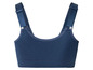 Ein dunkelblauer Sport-BH mit verstellbaren Trägern.