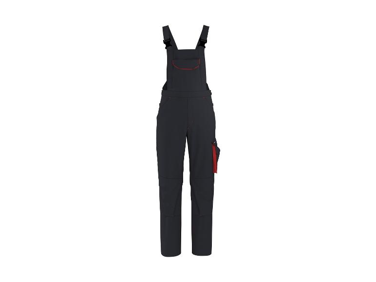 Dunkelblaue Arbeitslatzhose mit roten Details
