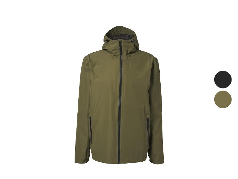 Grüne wasserdichte Jacke mit Kapuze und schwarzen Reißverschlüssen, mit zwei Farboptionen.