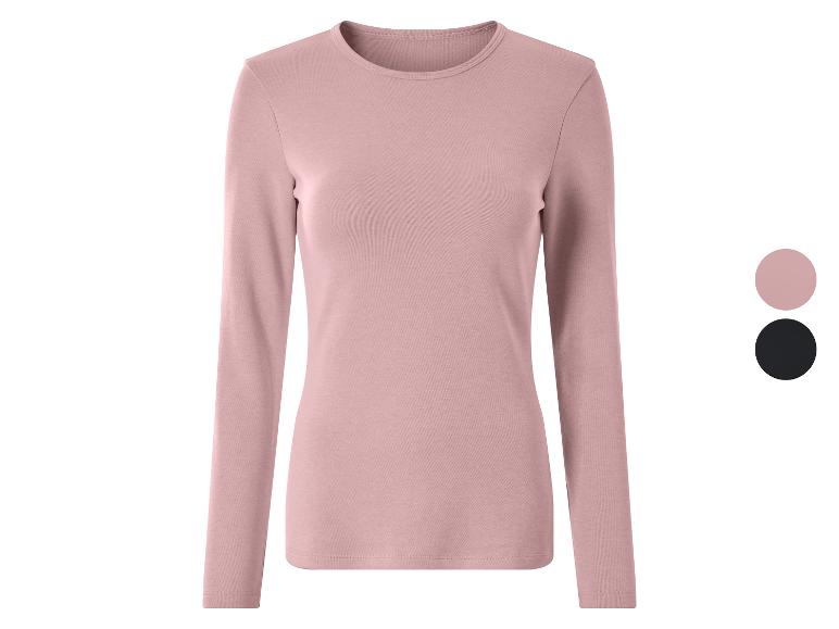 ESMARA® Damen Thermounterhemd in Rosa, mit langen Ärmeln und Rundhalsausschnitt.
