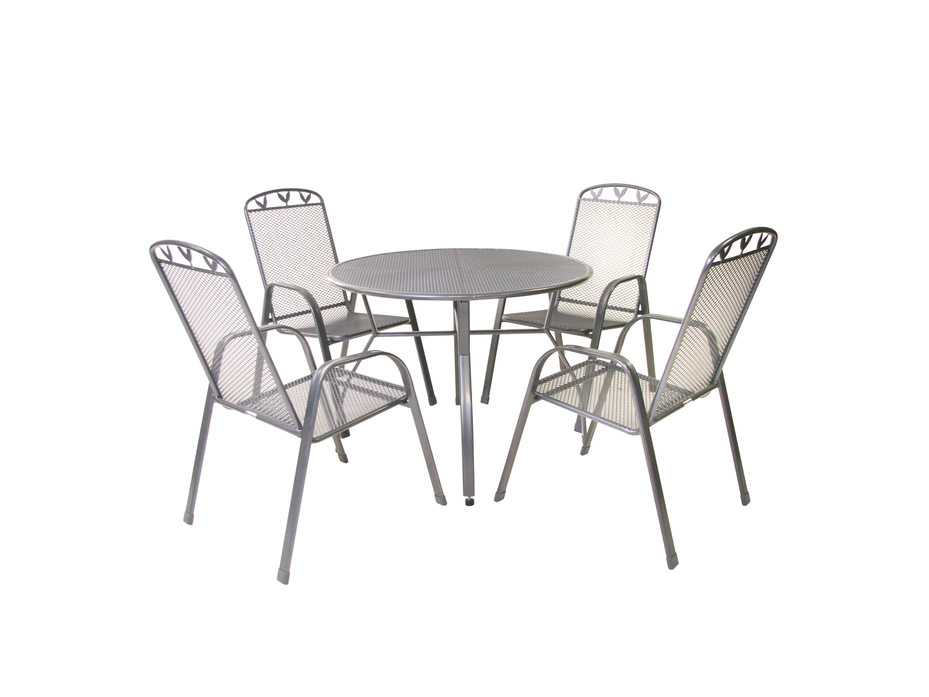 GREEMOTION Gartentischgruppe Toulouse (Tisch + 4 Stapelstühle, Ø100 x 74 cm)