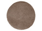 Ein runder, brauner Teppich mit plüschiger Textur.