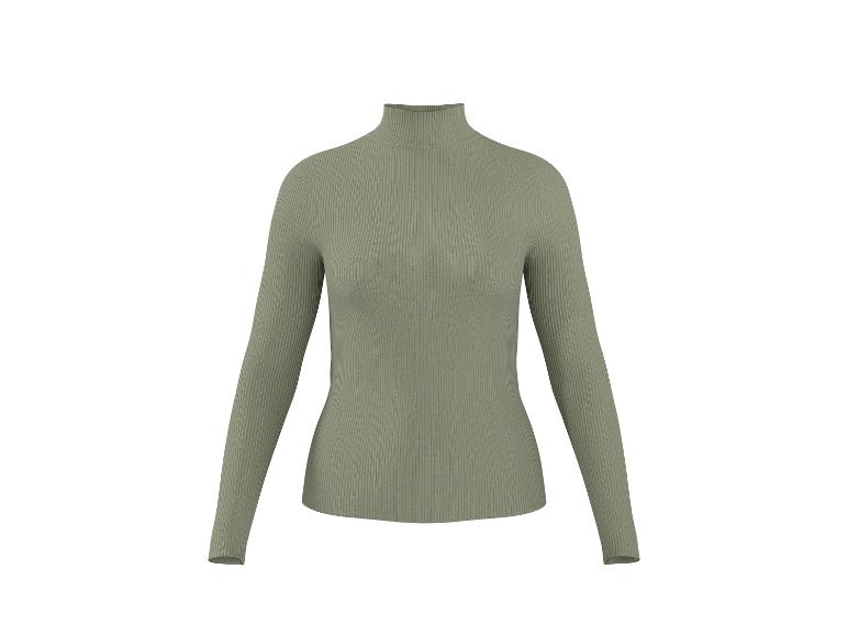 Damen olivgrüner gerippter Rollkragenpullover