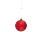 Rote matte Weihnachtskugel mit goldenem Faden.