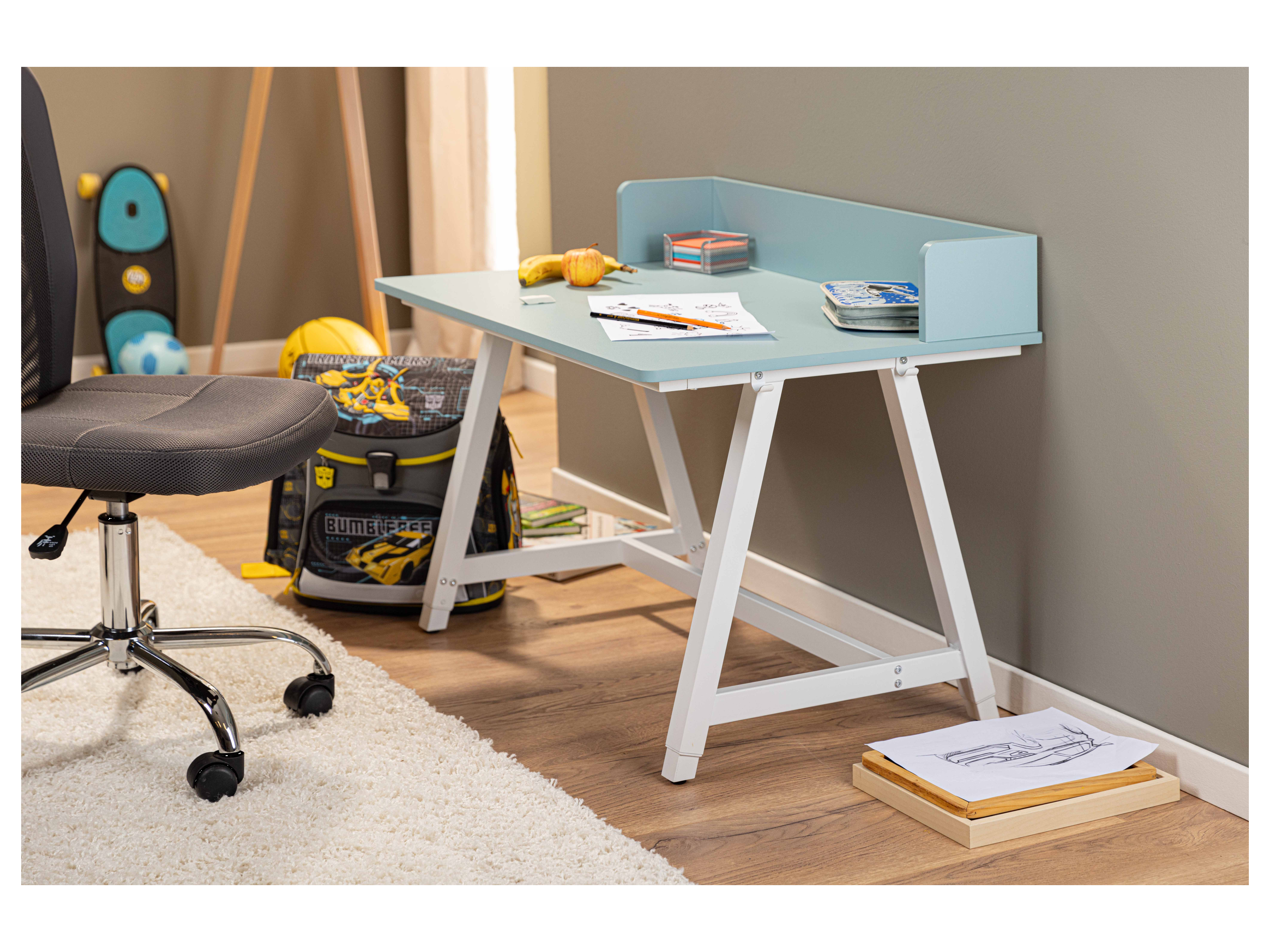 Thumbnail - Inter Link Schreibtisch Emmelie höhenverstellbar (blau/weiss)