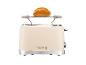 Cremefarbener Retro-Toaster mit einem Brötchen darauf, mit der Aufschrift „1973“.