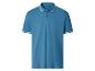 Blaues Kurzarm-Poloshirt mit weiß gestreiftem Kragen und Ärmelbündchen