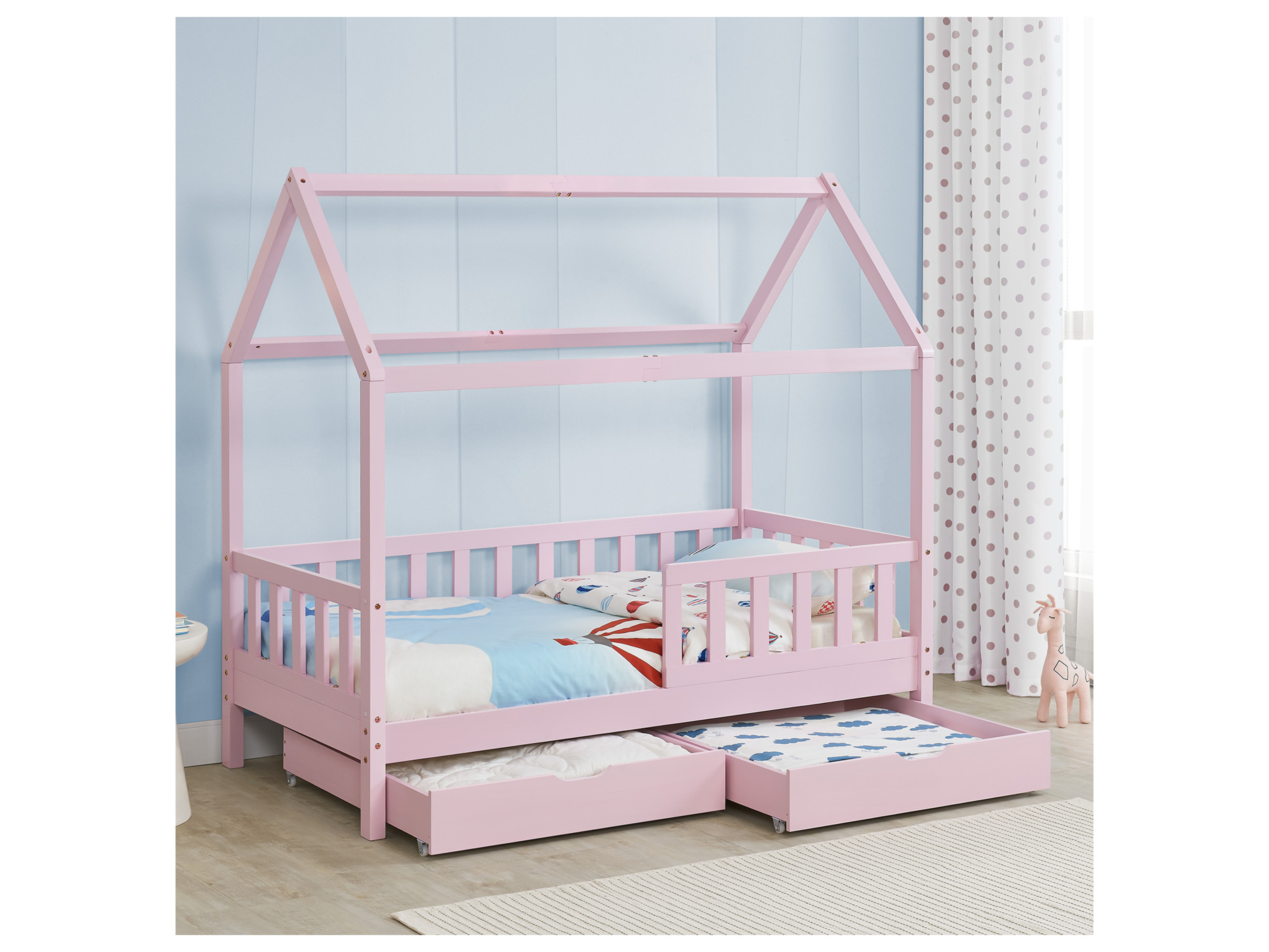 JUSKYS Kinderbett Marli_STR_OS (rose mit Bettkasten, 200 x 90 cm) – Bild 2 von 4