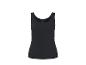 Schwarzes Tanktop mit sichtbarem Größenetikett.