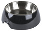Eine schwarze Futterschale mit Edelstahl-Innenfläche.