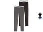 Zwei Leggings in Grau und Schwarz mit silbernem Band.