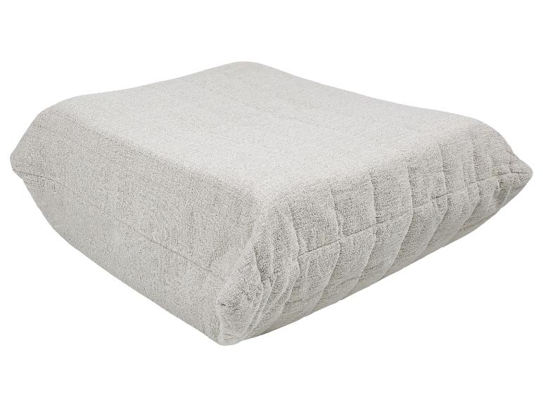 Hellgrauer strukturierter Fußhocker oder Ottoman mit gesteppten Seiten