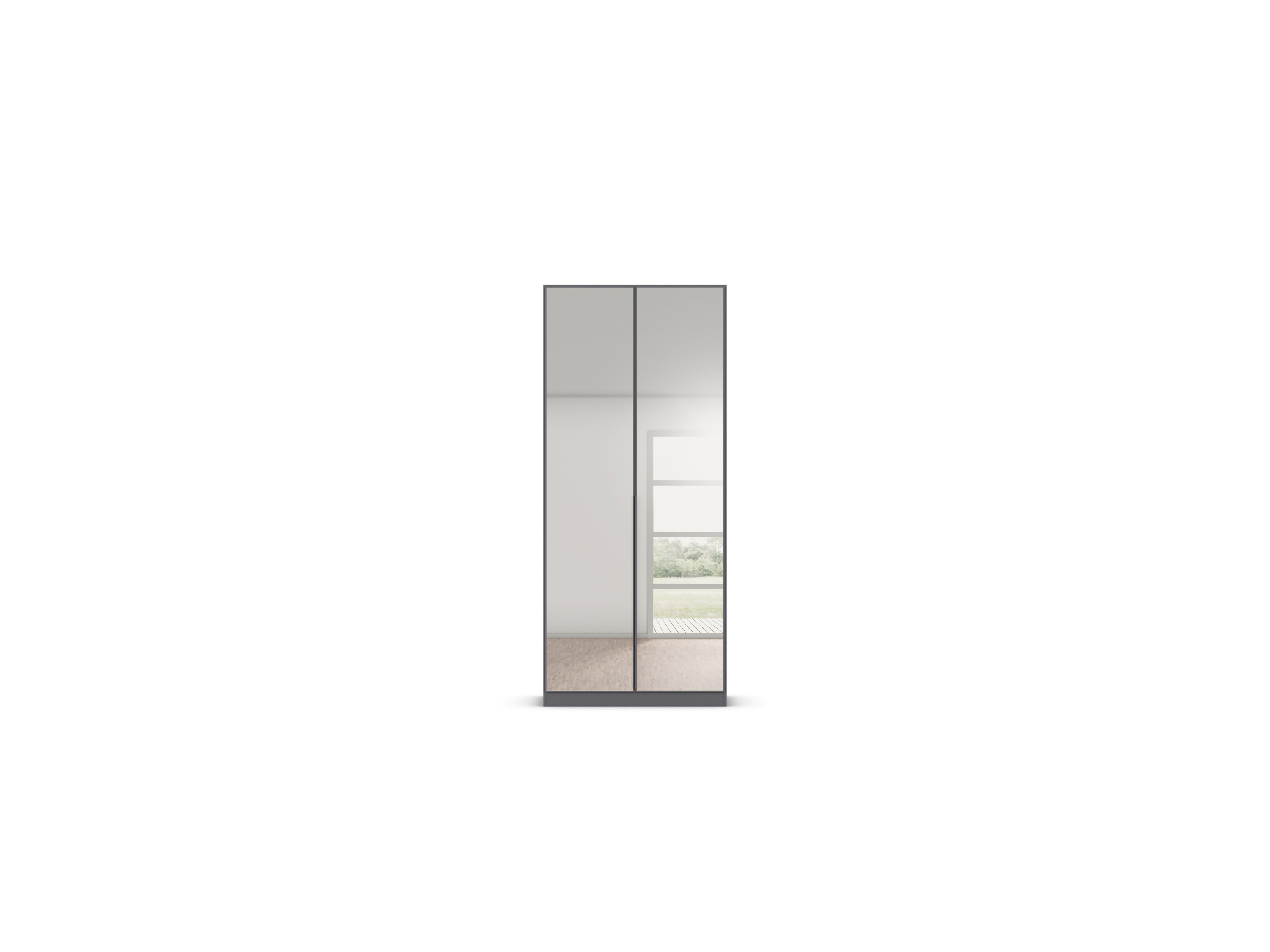 RAUCH ORANGE Drehtürenschrank Alabama mit Spiegel (Premium-Zubehör, Graumetallic, Griffe Grau, 91 x 210 cm) – Bild 4 von 4