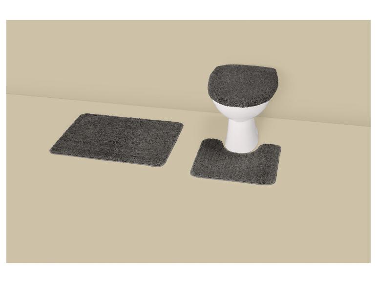 Dunkelgraues Toilettenmatten-Set mit einer rechteckigen und einer U-förmigen Matte