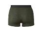 Rückenansicht einer dunkelgrünen Herren-Boxershorts mit schwarzem Bund.