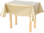 Glänzende goldene Tischdecke auf einem Holztisch
