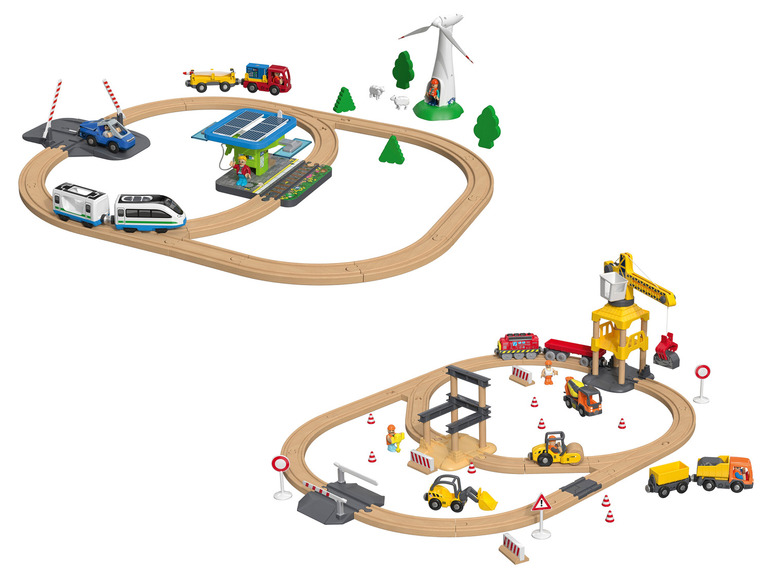 Gehe zu Vollbildansicht: Playtive Eisenbahn-Set Baustelle / Erneuerbare Energien, aus Buchenholz - Bild 1