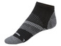Schwarze Sportsocken mit grauen Akzenten.