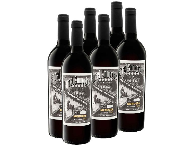 Sechs Flaschen Barrel Smugglers Cabernet Sauvignon Rotwein aus Mendoza, Argentinien.