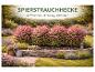 Spierstrauchhecke 'Anthony Waterer' mit rosa Blüten in einem Gartenbeet mit Steinmauer.