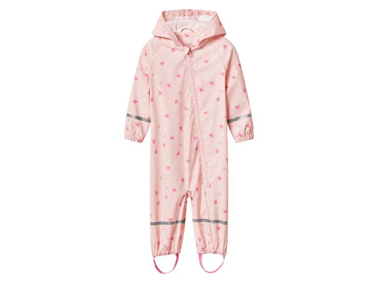 Rosa wasserdichter Kinderoverall mit Herzmuster und reflektierenden Details