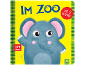 Babybuch 'Im Zoo' mit Elefant, 5 Klappen und für 12+ Monate.