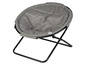 Ein grauer Klappstuhl von Zoopen mit runder Sitzfläche.