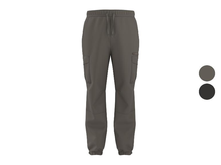 Herren-Cargohose in Grau mit Kordelzug in der Taille und gerippten Bündchen.