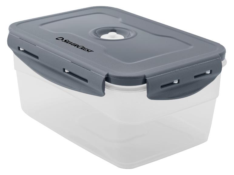 Eine SilverCrest Plastikbox mit Deckel.