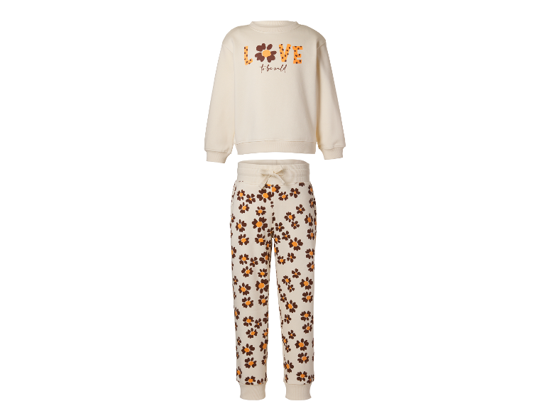 LUPILU® Kleinkinder Kinder-Sweatanzug, 2-teilig, mit 'LOVE'-Aufdruck und Blumenmuster