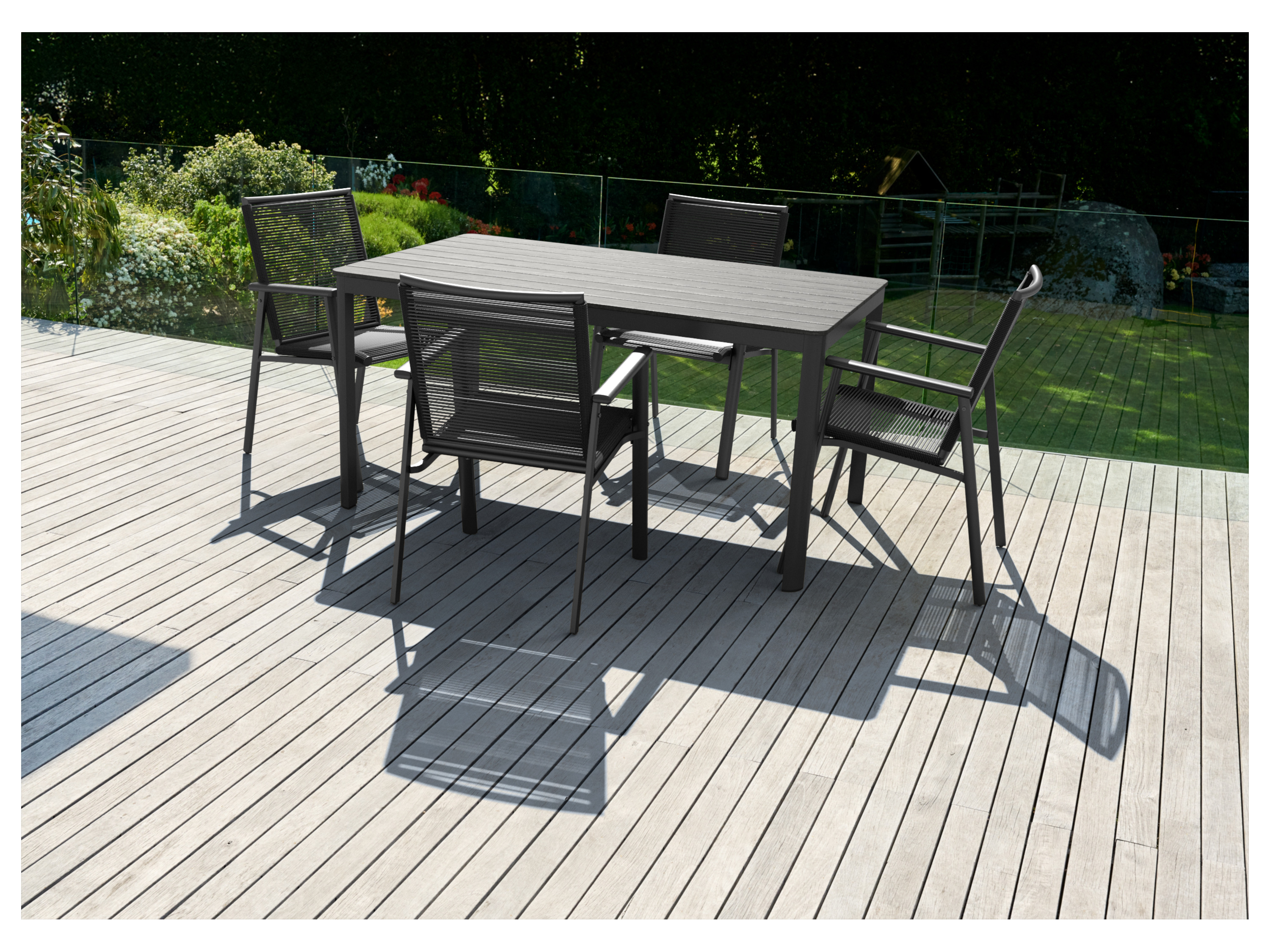 Thumbnail - LIVARNO home Alu-Gartentisch »Miami«, mit dekorativer Holzstruktur, anthrazit