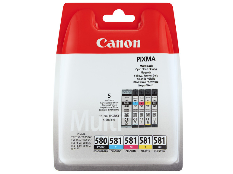 [Nur online] Canon »PGI-580/CLI-581« Multipack Tintenpatronen Schwarz/Pigment schwarz/Cyan/Magenta/Gelb