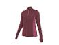 Damen-Sportoberteil mit langen Ärmeln und Reißverschluss, in Bordeaux mit rosa Details.