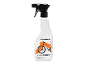 Weiße Flasche mit schwarzem Sprühkopf, mit einem Etikett, das ein orangefarbenes Fahrrad und den Text „INTENSIVREINIGER 500 ml“ zeigt.