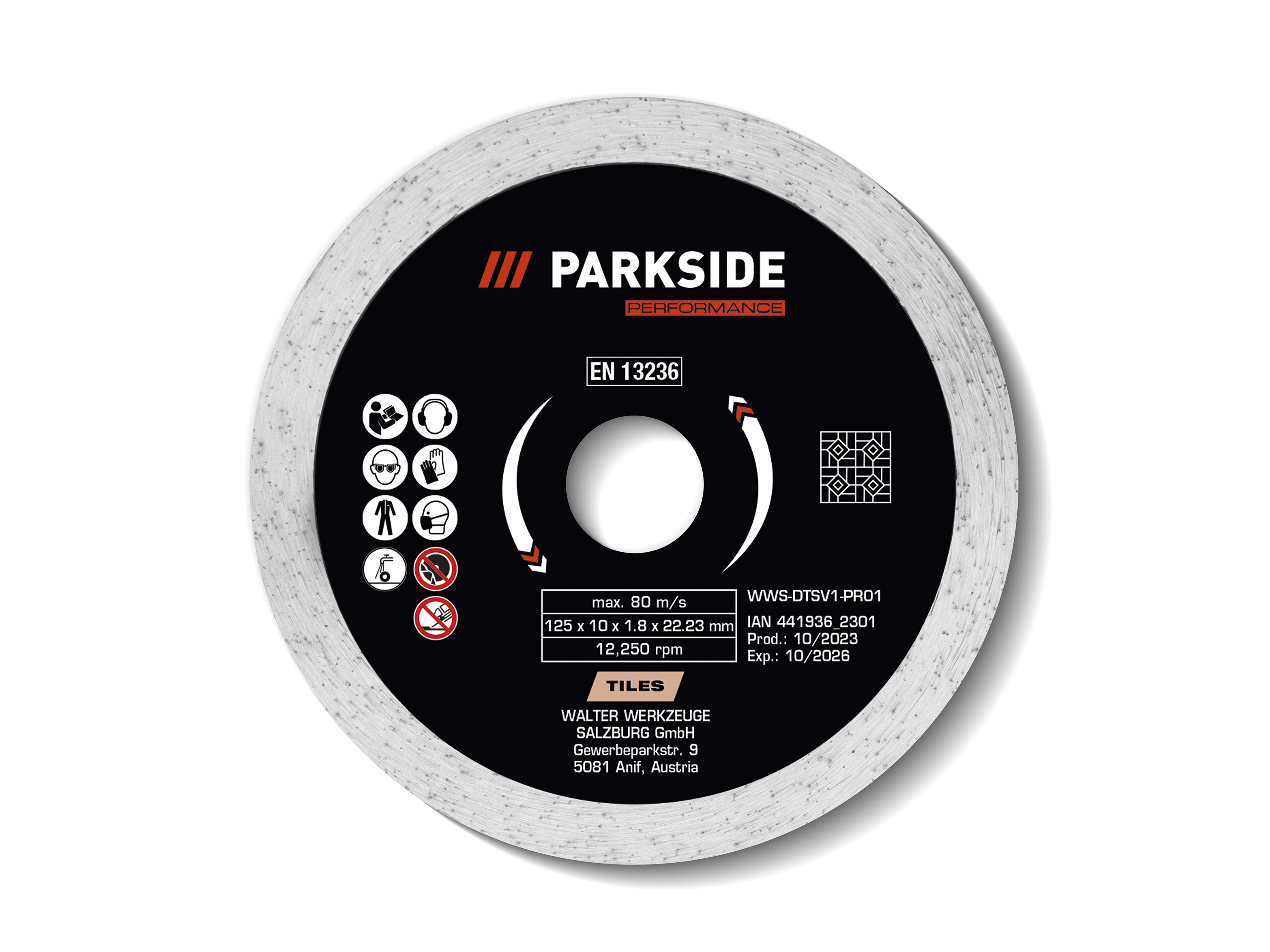 PARKSIDE PERFORMANCE® Diamant-Trennscheibe, Ø 125 mm (Vollrand) | 04335633033559