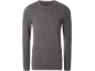 Graues Langarmshirt mit Rundhalsausschnitt und geradem Schnitt.