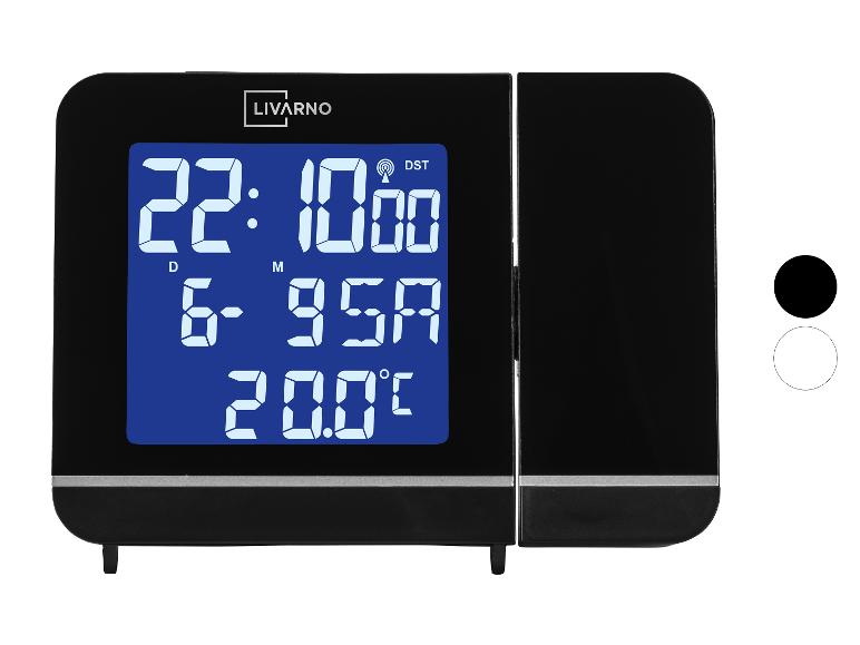 LIVARNO Digitaler Wecker mit Projektion, blauem Display und Temperaturanzeige, in Schwarz.