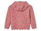 Rosa Strickjacke mit Kapuze und Ohren für Babys.