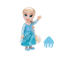 Elsa-Puppe mit blondem Zopf, blauem Kleid und einem blauen Kamm
