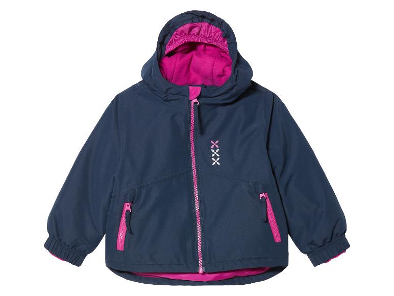 Eine dunkelblaue Jacke mit rosafarbenen Details für Mädchen.