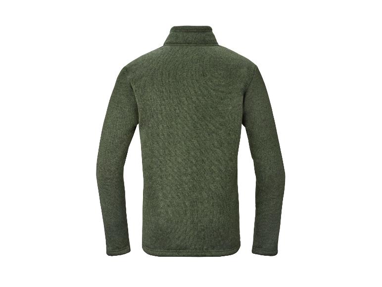 Grünes Herren-Fleece-Oberteil mit langen Ärmeln, Rückansicht