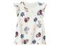 Weißes Mädchenkleid mit Zeichentrickfiguren und Blumenmuster