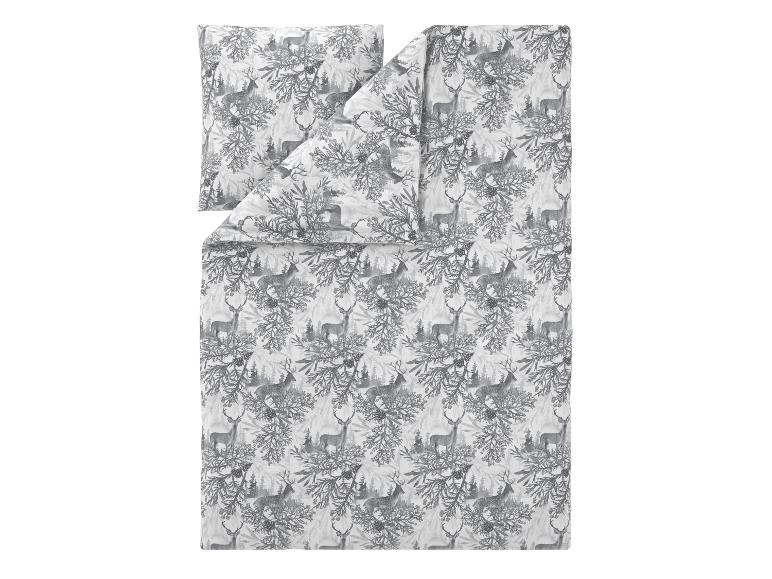 Bettwäsche-Set mit grau-weißem Hirsch- und Waldmuster