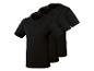 Drei schwarze Kurzarm-T-Shirts, diagonal angeordnet