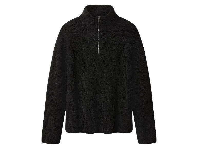 Schwarzer Herren-Pullover mit halbem Reißverschluss und Stehkragen.